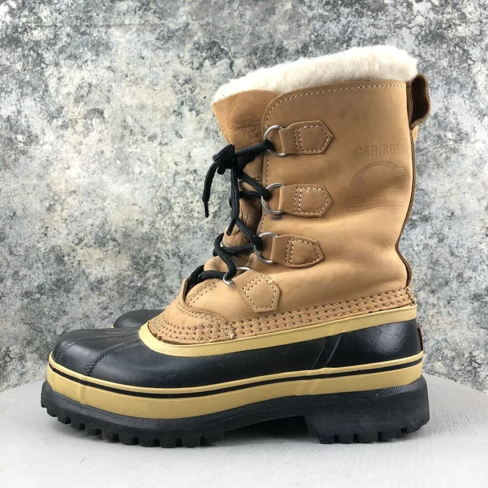 Sorel CANADA Mens Size 6 Caribou Brown Black Insulated Lace-Up Winter Snow Boots